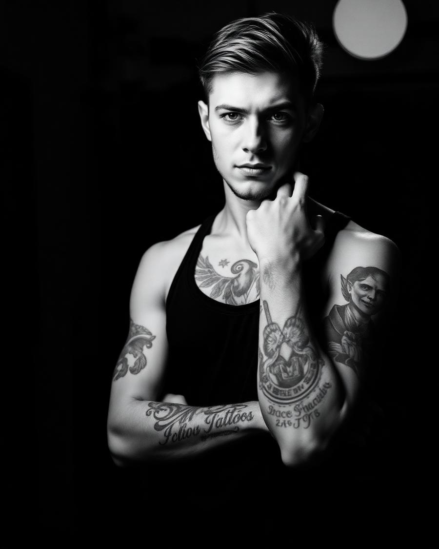 Portrait of tattoo artist Alex Mor in the studio