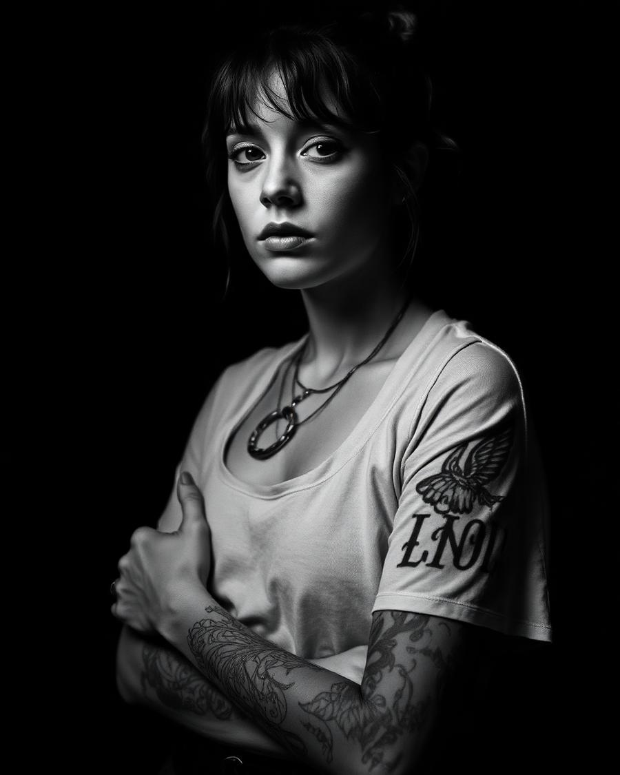 Portrait of tattoo artist Nina Vos in the studio